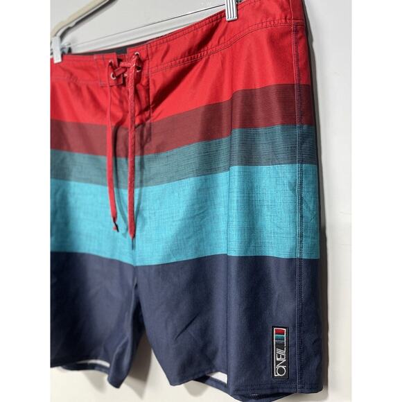 O'Neill Men’s Board Shorts Beach Surf Swim Ocean Y2K Striped Red/Blue Size 40 - Picture 4 of 12